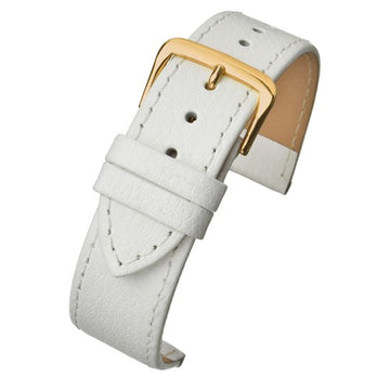 8mm White Leather Extra Long Watch Strap | Chrono Straps UK