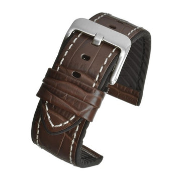 20mm Brown Leather/Silicone Premium Watch Strap | Chrono Straps UK