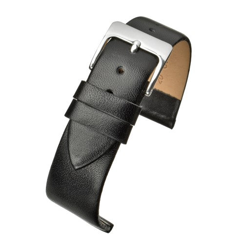 18mm Black Leather Tapered Watch Strap | Chrono Straps UK