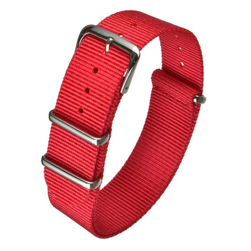 18mm Red Nylon\Woven Military Watch Strap | Chrono Straps UK