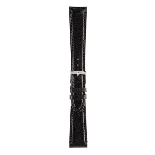 18mm Morellato Black Leather Watch Strap | Chrono Straps UK