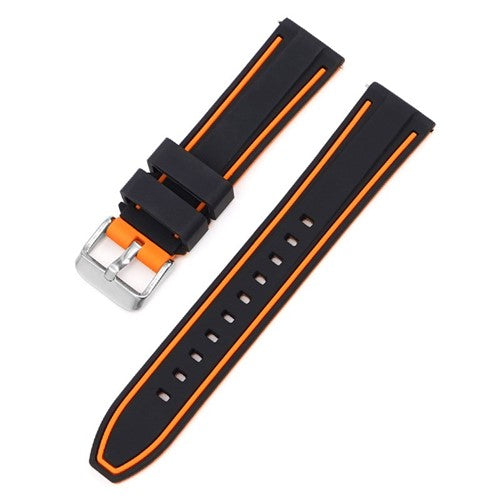 22mm Black/Orange Rubber\Resin Quick Release Watch Strap | Chrono Straps UK