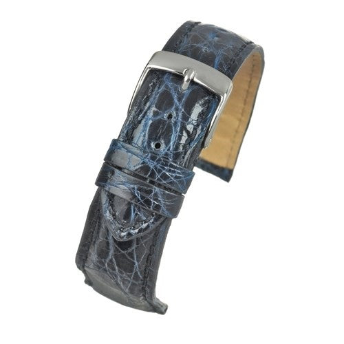20mm Blue Genuine Crocodile Exotic Leather Watch Strap | Chrono Straps UK