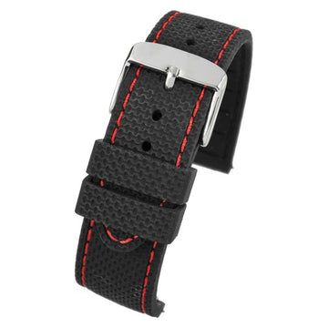 22mm Black Leather Divers / Rubber / Silicone Watch Strap | Chrono Straps UK