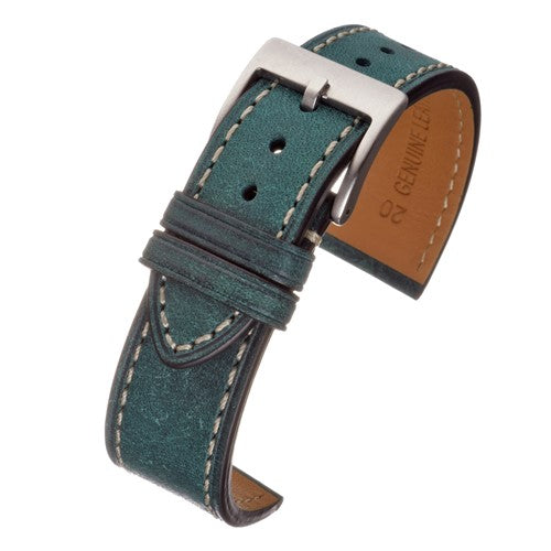 22mm Blue Leather Premium Watch Strap | Chrono Straps UK