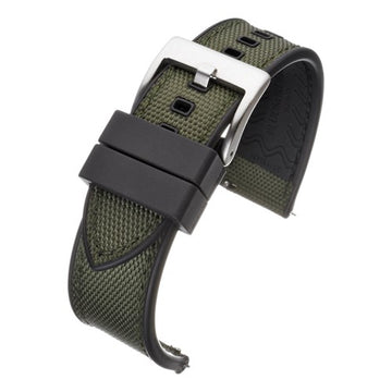 22mm Green/Black Nylon\Woven Quick Release Watch Strap | Chrono Straps UK
