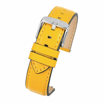 22mm Yellow Leather Quick Release Watch Strap | Chrono Straps UK
