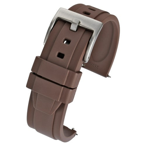 22mm Brown Rubber\Resin Quick Release Watch Strap | Chrono Straps UK