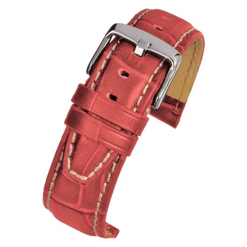 22mm Red Leather Premium Watch Strap | Chrono Straps UK