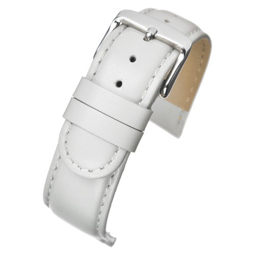 18mm White Leather Short Length Watch Strap | Chrono Straps UK