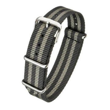 18mm Black/Grey Nylon\Woven Military Watch Strap | Chrono Straps UK