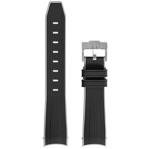 20mm Black/Grey Silicone Curved End Watch Strap | Chrono Straps UK