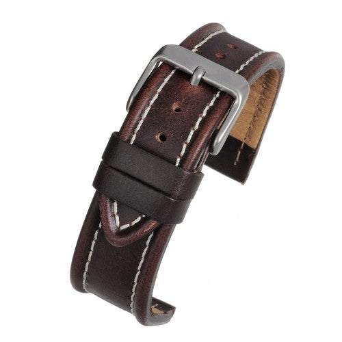 20mm Brown Leather Essential Watch Strap | Chrono Straps UK