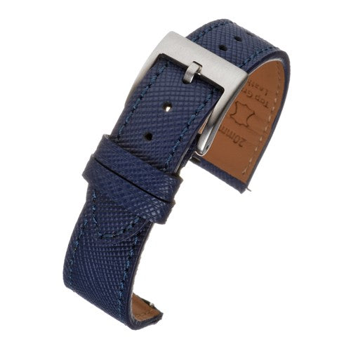 22mm Blue Leather Quick Release Watch Strap | Chrono Straps UK