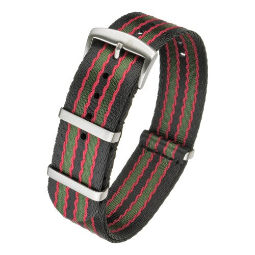 20mm Black/Red/Green Nylon\Woven Military Watch Strap | Chrono Straps UK