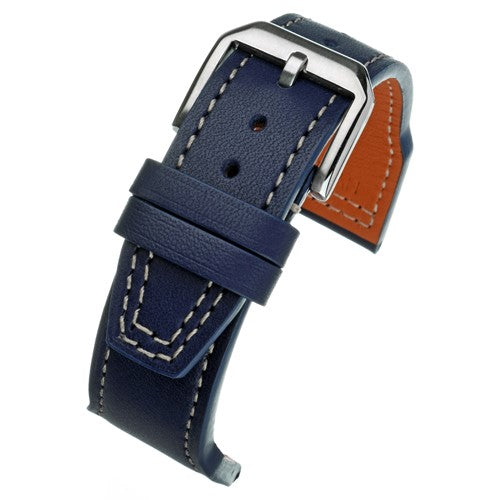 21mm Blue Leather Brand Compatible Watch Strap | Chrono Straps UK