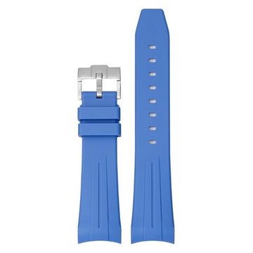 22mm Blue Silicone Curved End Watch Strap | Chrono Straps UK