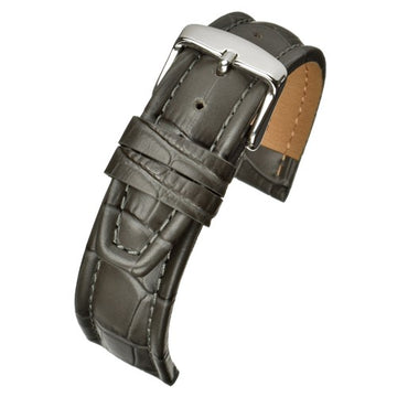 22mm Grey Leather Essential Watch Strap | Chrono Straps UK
