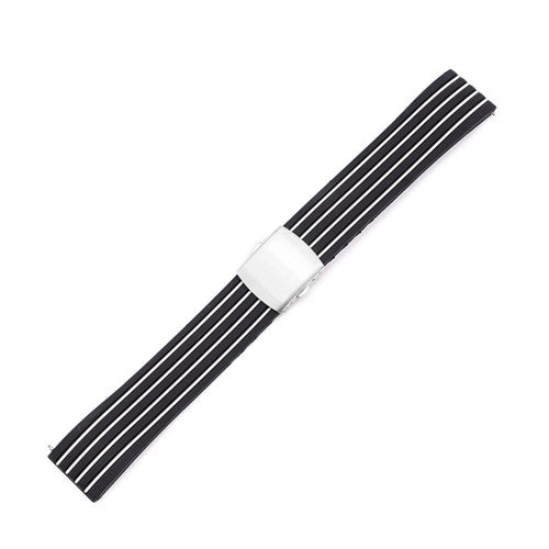 22mm Black/White Silicone Quick Release Watch Strap | Chrono Straps UK