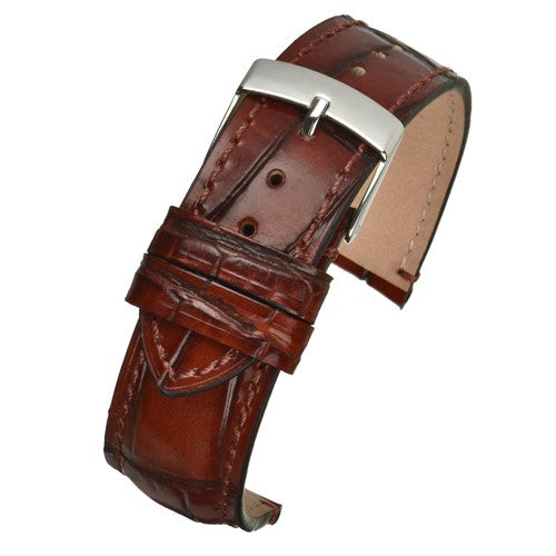 22mm Brown Leather Hand-made Watch Strap | Chrono Straps UK