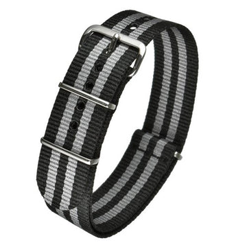 20mm Black/Grey Nylon\Woven Military Watch Strap | Chrono Straps UK
