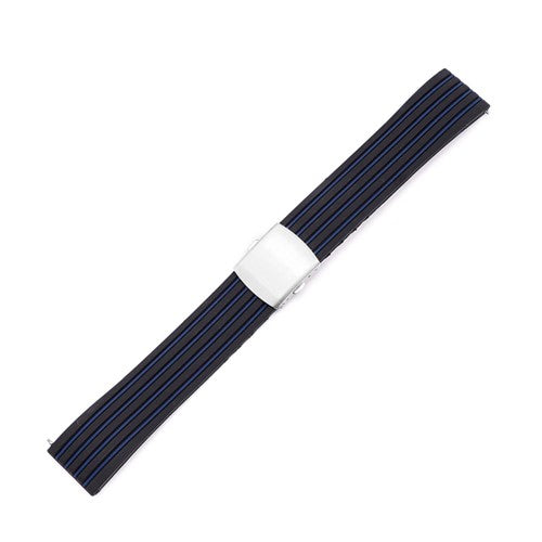 18mm Black/Blue Silicone Quick Release Watch Strap | Chrono Straps UK