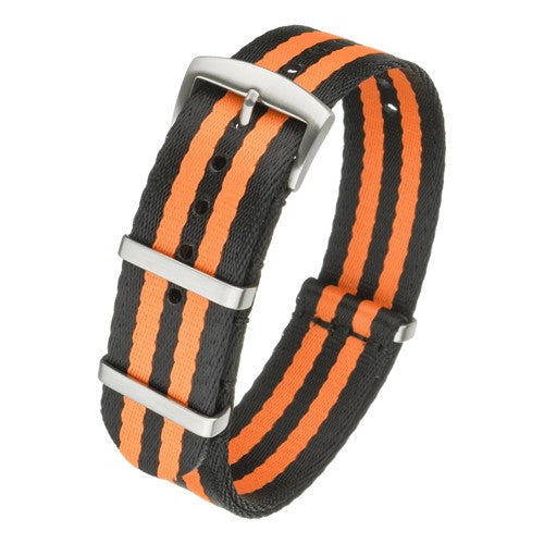 22mm Black/Orange Nylon\Woven Military Watch Strap | Chrono Straps UK