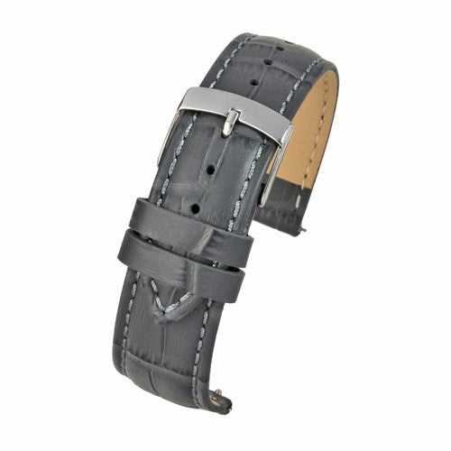 16mm Grey Leather Quick Release Watch Strap | Chrono Straps UK
