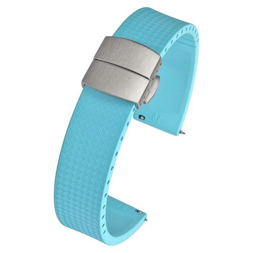 19mm Blue Rubber\Resin Quick Release Watch Strap | Chrono Straps UK