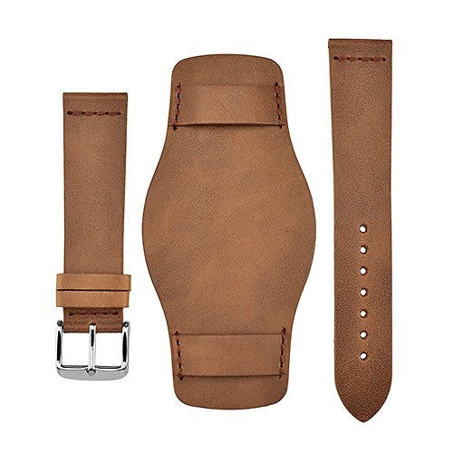 22mm Brown Leather Military Watch Strap | Chrono Straps UK