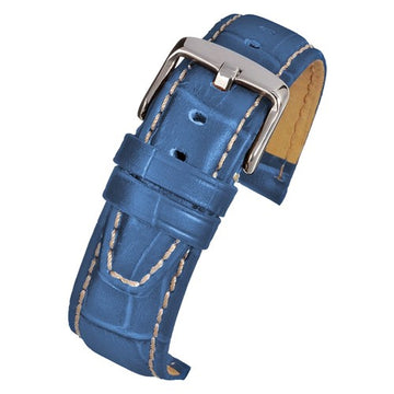 24mm Blue Leather Premium Watch Strap | Chrono Straps UK