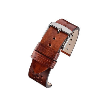 22mm Brown Leather Premium Watch Strap | Chrono Straps UK