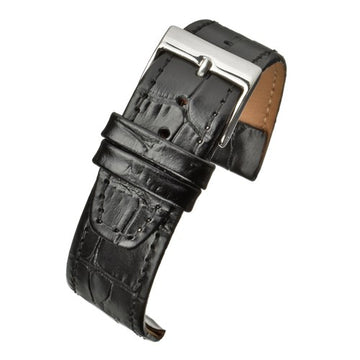 18mm Black Leather Open Ended Watch Strap | Chrono Straps UK