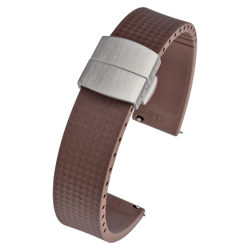 19mm Brown Rubber\Resin Quick Release Watch Strap | Chrono Straps UK