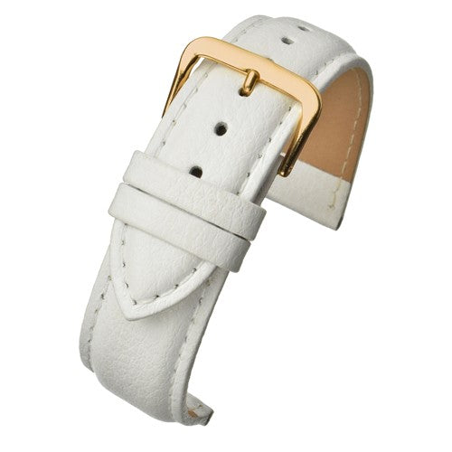 24mm White Leather Budget Watch Strap | Chrono Straps UK