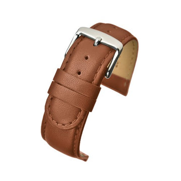 22mm Brown Leather Essential Watch Strap | Chrono Straps UK