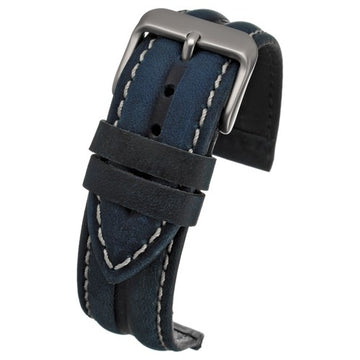 22mm Blue Leather Essential Watch Strap | Chrono Straps UK