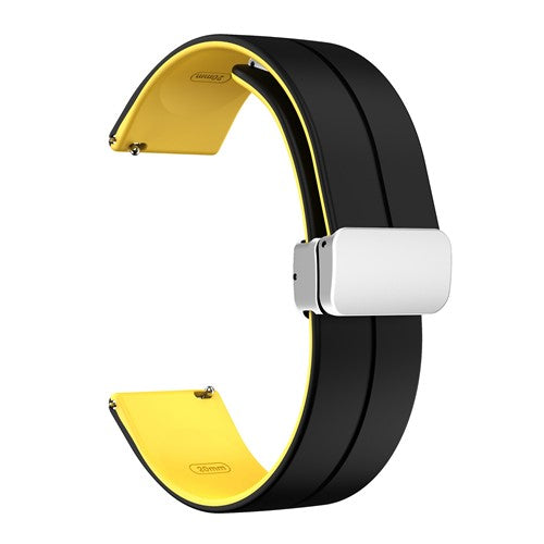 20mm Black/Yellow Silicone Quick Release Watch Strap | Chrono Straps UK