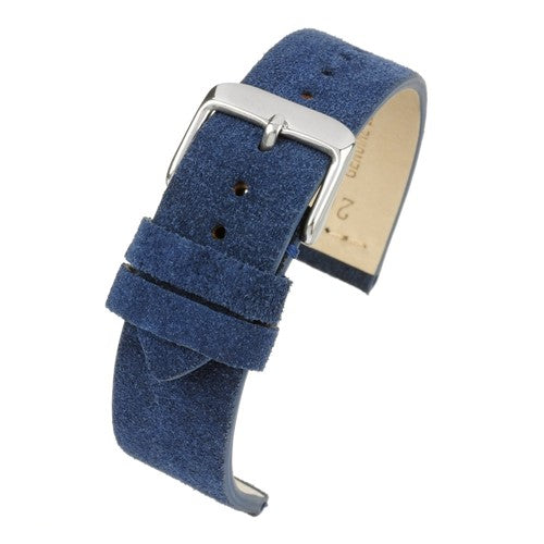 22mm Blue Leather/Suede Premium Watch Strap | Chrono Straps UK