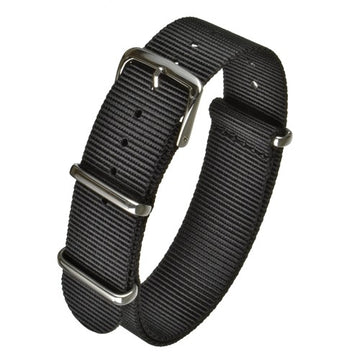 22mm Black Nylon\Woven Military Watch Strap | Chrono Straps UK