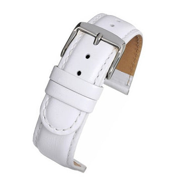 12mm White Leather Extra Long Watch Strap | Chrono Straps UK