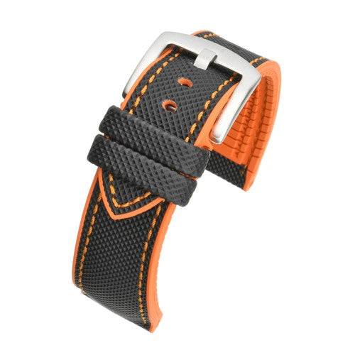 21mm Black/Orange Rubber\Resin Quick Release Watch Strap | Chrono Straps UK