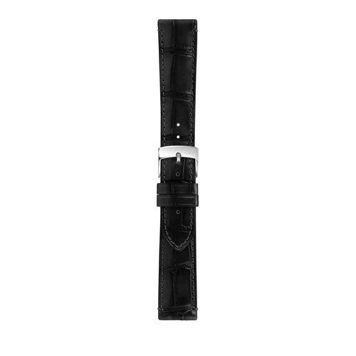 18mm Morellato Black Leather Watch Strap | Chrono Straps UK