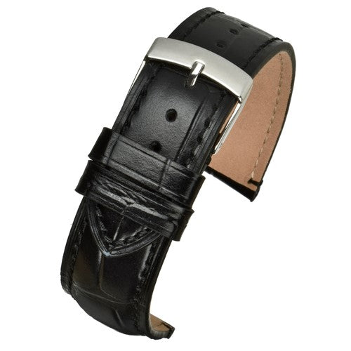 18mm Black Leather Hand-made Watch Strap | Chrono Straps UK