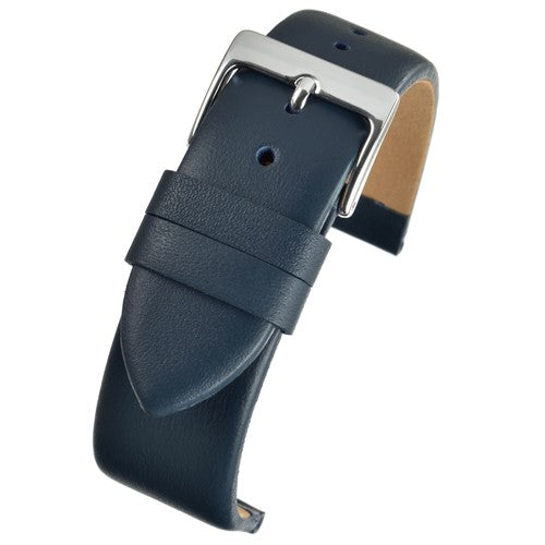 22mm Blue Leather Essential Watch Strap | Chrono Straps UK