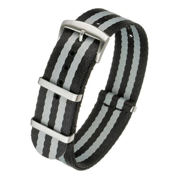 22mm Black/Grey Nylon\Woven Military Watch Strap | Chrono Straps UK