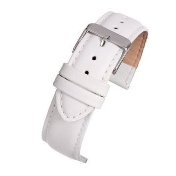 8mm White Leather Budget Watch Strap | Chrono Straps UK