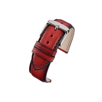 22mm Red Leather Premium Watch Strap | Chrono Straps UK