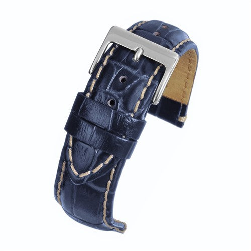 20mm Blue Leather Essential Watch Strap | Chrono Straps UK
