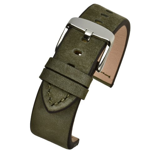 24mm Green Leather Hand-made Watch Strap | Chrono Straps UK